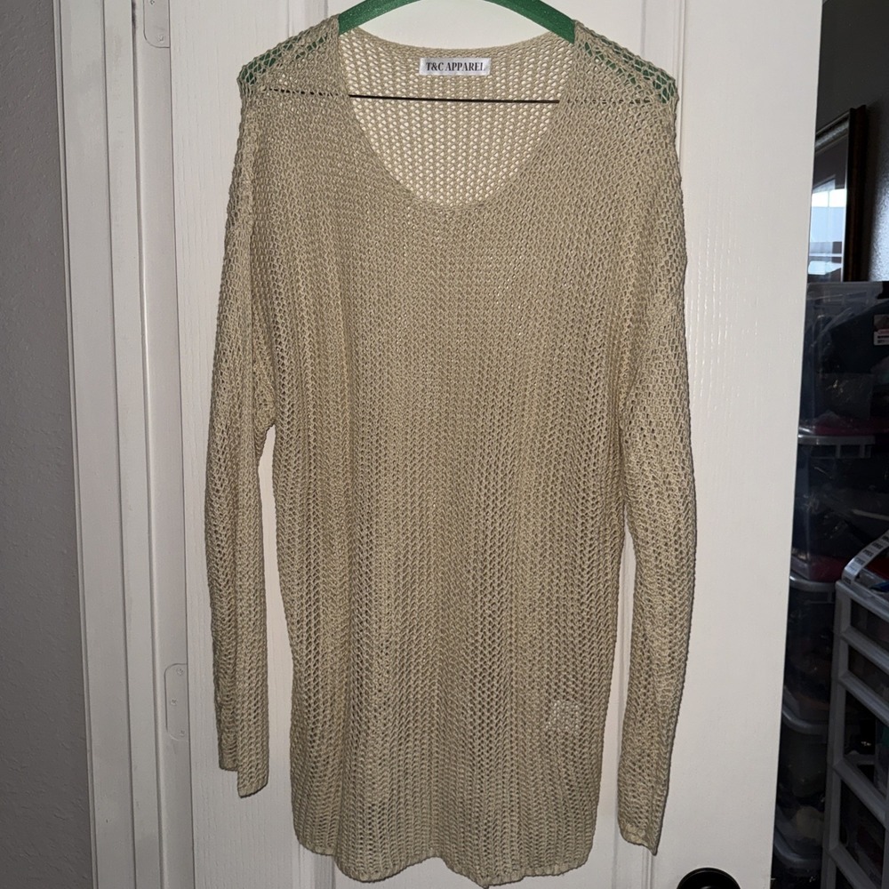 Womens T&C Apparel‎ oversized baggy Sweater Med comfy Cover Up See Through  5557